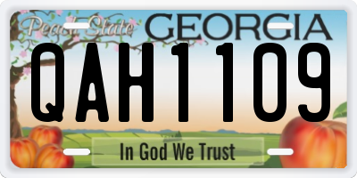 GA license plate QAH1109