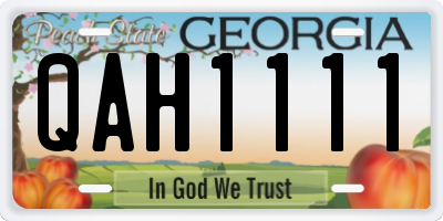 GA license plate QAH1111