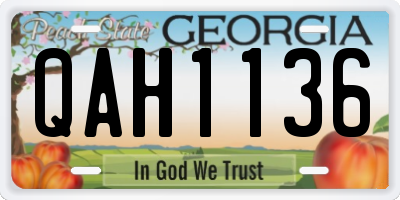 GA license plate QAH1136
