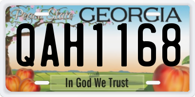 GA license plate QAH1168