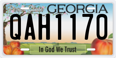 GA license plate QAH1170