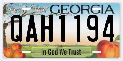 GA license plate QAH1194
