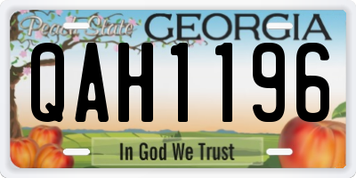 GA license plate QAH1196
