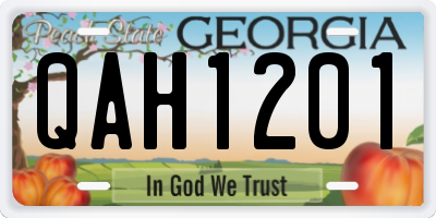GA license plate QAH1201