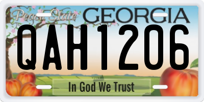 GA license plate QAH1206