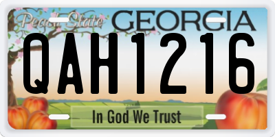 GA license plate QAH1216