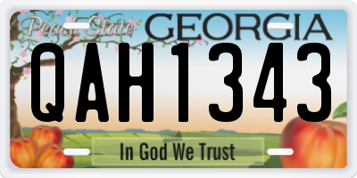 GA license plate QAH1343
