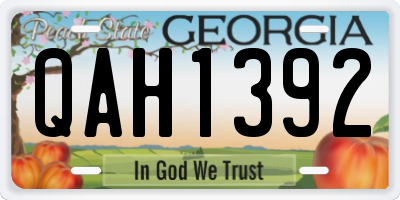 GA license plate QAH1392