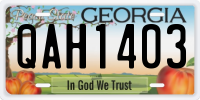GA license plate QAH1403