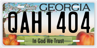 GA license plate QAH1404
