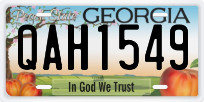 GA license plate QAH1549