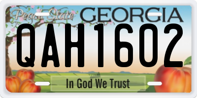 GA license plate QAH1602