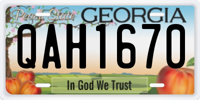 GA license plate QAH1670