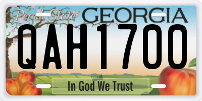 GA license plate QAH1700