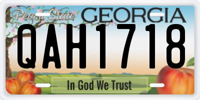 GA license plate QAH1718