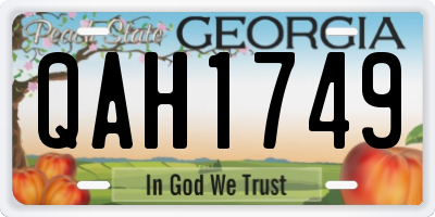 GA license plate QAH1749