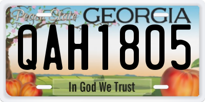 GA license plate QAH1805