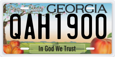 GA license plate QAH1900