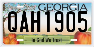 GA license plate QAH1905