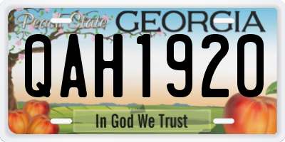 GA license plate QAH1920