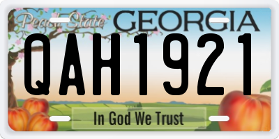 GA license plate QAH1921