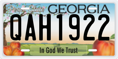 GA license plate QAH1922