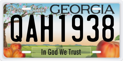 GA license plate QAH1938