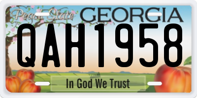 GA license plate QAH1958