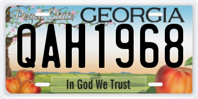 GA license plate QAH1968