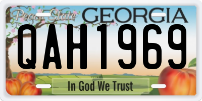 GA license plate QAH1969