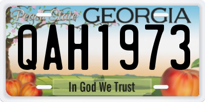 GA license plate QAH1973