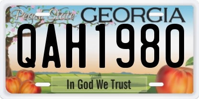 GA license plate QAH1980
