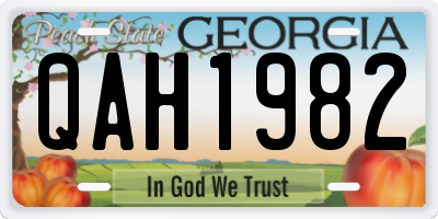 GA license plate QAH1982