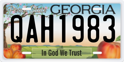 GA license plate QAH1983