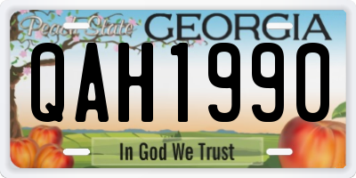 GA license plate QAH1990
