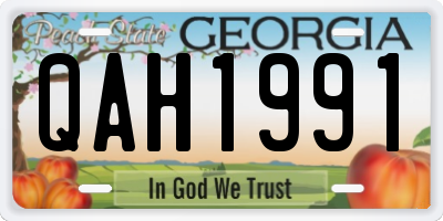 GA license plate QAH1991