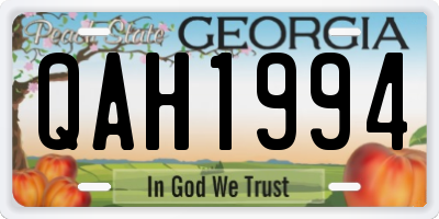 GA license plate QAH1994