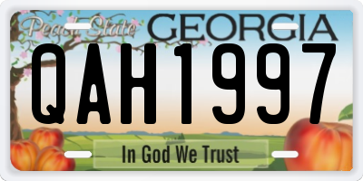 GA license plate QAH1997