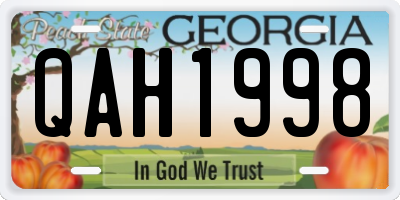 GA license plate QAH1998