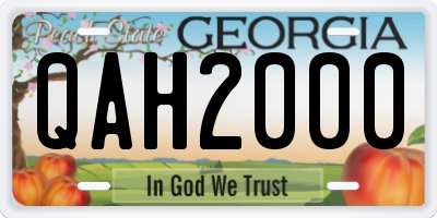 GA license plate QAH2000