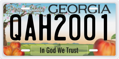 GA license plate QAH2001