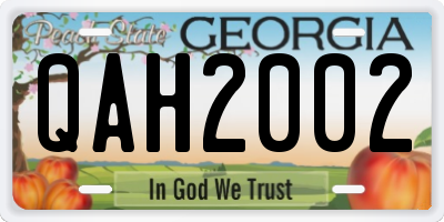GA license plate QAH2002
