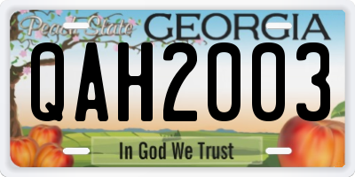 GA license plate QAH2003