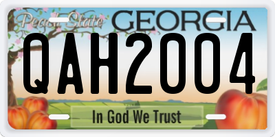 GA license plate QAH2004