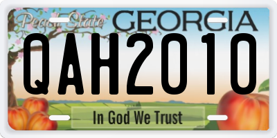 GA license plate QAH2010