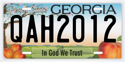 GA license plate QAH2012