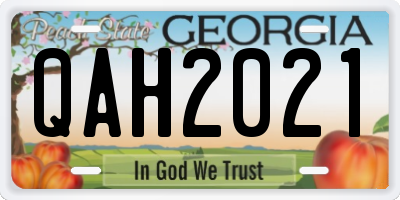 GA license plate QAH2021