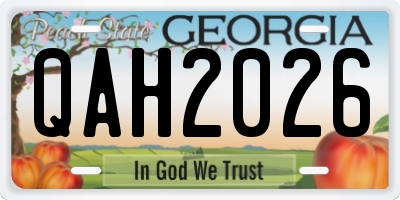 GA license plate QAH2026