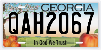 GA license plate QAH2067