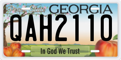 GA license plate QAH2110